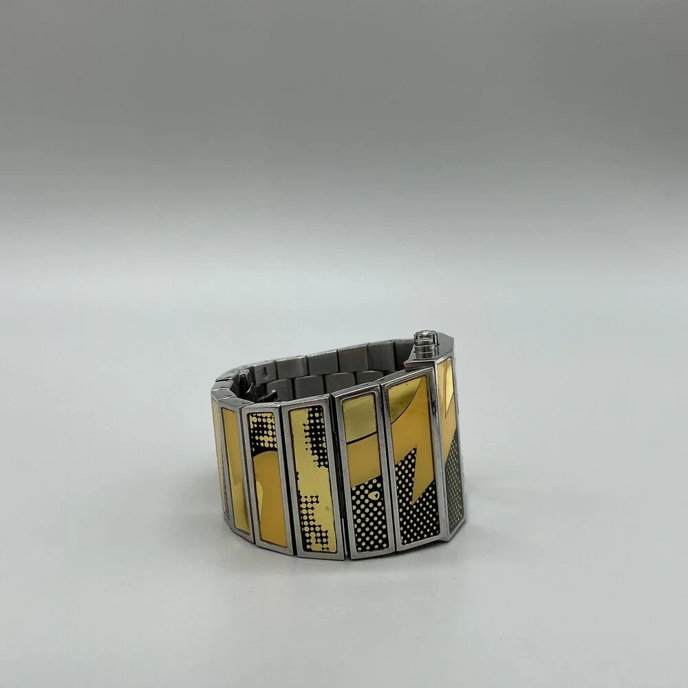 Nixon The Rotolog Mens Watch 35mm Black Dial Yellow Bracelet Not Running